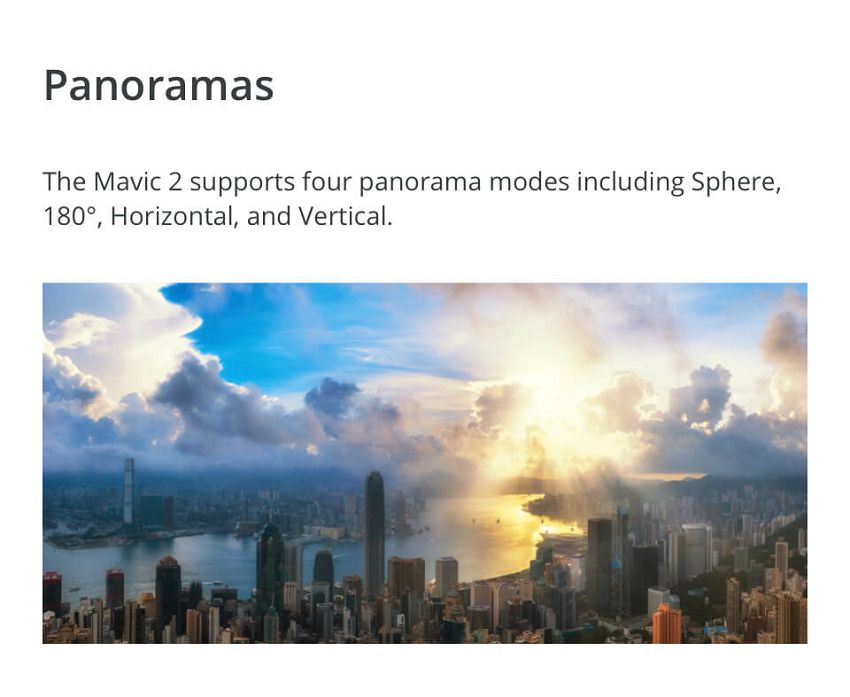 DJI Mavic 2 Panorama mode Sphere Horizontal Vertical