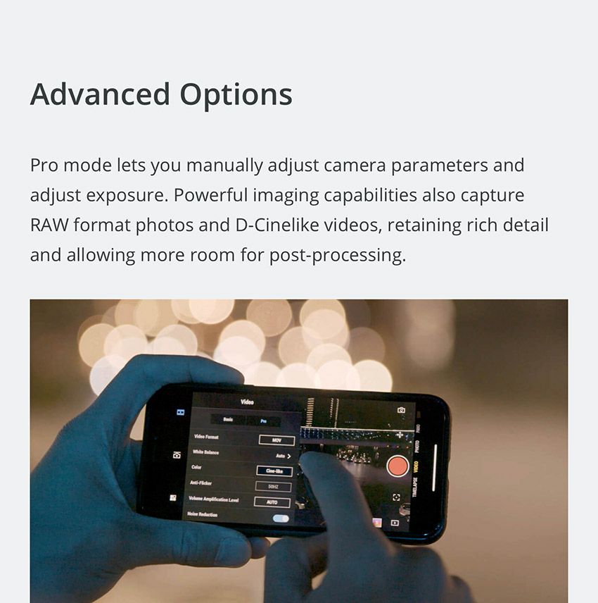 DJI Osmo Pocket 14 advanced options