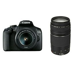 Canon EOS 2000D + 18-55 IS II + 75-300 KIT Black DSLR Digitalni fotoaparat s objektivima EF-S 18-55mm f/3.5-5.6 EF 75-300mm f/4-5.6 III (2728C031AA)