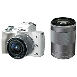 Canon EOS M50 + 15-45 IS STM + 55-200 IS STM White Mirrorless Digital Camera bijeli Digitalni fotoaparat s dva objektiva EF-M 15-45mm 3.5-6.3 i 55-200mm 4.5-6.3 (2681C066AA)