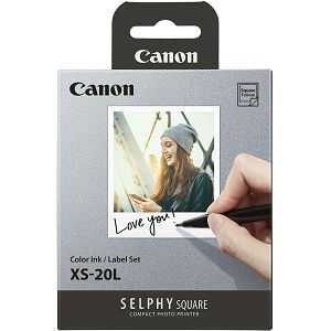 Canon XS-20L Color Ink Label Square Photo Paper Set foto papir za Selphy QX10 (20 Sheets)