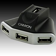 CANYON CNR-USBHUB06N 4 Port USB2.0 HUB with 1.5 meter extension USB cable and 5V 2.1A AC adapter