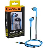 CANYON fashion earphone with powerful sound, inline microphone, flat cable, blue