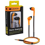 CANYON fashion earphone with powerful sound, inline microphone, flat cable, orange