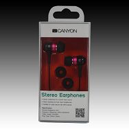 Canyon stereo earphone CNR-EP08N , color:  pink ; 2 sizes of silicon ear-plugs to ensure a perfect fit, noise-isolating ear-bud style headphones