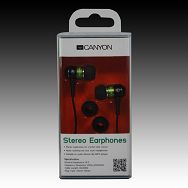 Canyon stereo earphone CNR-EP08NG , color:  green ; 2 sizes of silicon ear-plugs to ensure a perfect fit, noise-isolating ear-bud style headphones