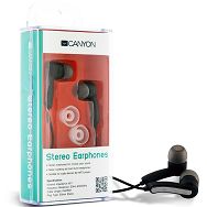Canyon stereo earphone CNR-EP01N , color:  black ; 2 sizes of silicon ear-plugs to ensure a perfect fit, noise-isolating ear-bud style headphones