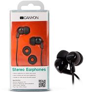 Canyon stereo earphone CNR-EP10NB , color: black ; 2 sizes of silicon ear-plugs to ensure a perfect fit
