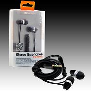 Canyon stereo earphone with in-line microphone , color: black; Impedance: 32 Ohm;  Frequency Response: 20Hz-20kHz ; cable length: 1.2m; stereo 3.5mm plug