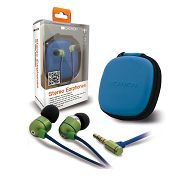 Canyon stereo earphones with inline microphone and hard shell storage bag,it is suitable for iPhone, most other smart phones and mobile audio devices