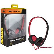 Canyon stereo headphone, 3.5mm plug, black with red color