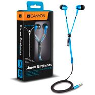 CANYON zipper cable earphones, metal housing, blue.