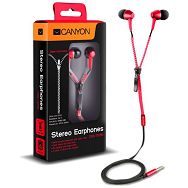 CANYON zipper cable earphones, metal housing, red.