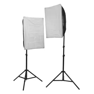 Caruba SLS-1 All-in-1 Light Set Daylight LED komplet kontinuirana studijska rasvjeta 2x stalak + 2x softbox 50x70cm + 2x držač za E27 žarulje + 8x E27 25W žarulje