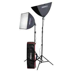 Caruba SLS-4 All-in-1 Light Set Daylight LED komplet kontinuirana studijska rasvjeta 2x stalak + 2x softbox 50x50cm + 2x držač za E27 žarulje + 2x E27 60W žarulje