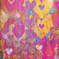 Click Props Background Vinyl with Print Hearts Golds 1,52x1,52m studijska foto pozadina s grafikom