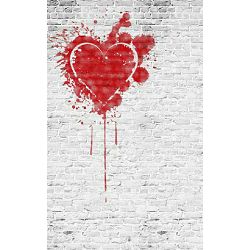 Click Props Background Vinyl with Print Brick White Heart 1.52x2.44m studijska foto pozadina s grafikom