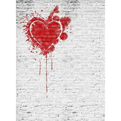 Click Props Background Vinyl with Print Brick White Heart 2.13x2.9m studijska foto pozadina s grafikom