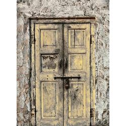 Click Props Background Vinyl with Print Wooden Door Yellow 2.13x2.9m studijska foto pozadina s grafikom