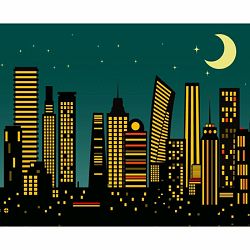 Click Props Vinyl with Print Cartoon City Dusk 3x2.44m studijska foto pozadina s grafikom