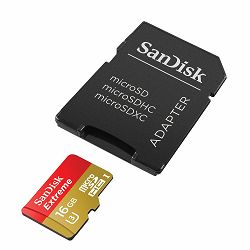 SanDisk Extreme microSDHC 16GB SD Adapter + Rescue Pro Deluxe 90MB/s Class 10 UHS-I U3 SDSQXNE-016G-GN6MA Memorijska kartica