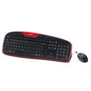 Genius KB-8005, tipkovnica i miš, USB, crvena
