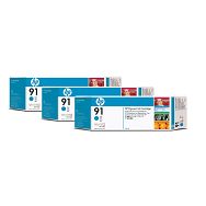 HP 91 Cyan Ink Cartridge 3-pack, 775 ml