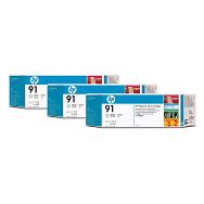 HP 91 Light Grey Ink Cartridge 3-pack, 775 ml