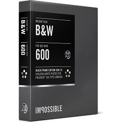 Impossible Black & White 2.0 Instant Film for Polaroid 600 Cameras (Black Frame, 8 Exposures) 600 B/W Black Frame Gen 2.0 (4155)