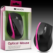 Input Devices - Mouse CANYON CNR-MSO01N (,Cable, Optical 800dpi,3 btn,USB), Black/Pink