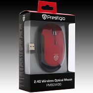 Input Devices - Mouse PRESTIGIO (Wireless, Optical 800/1600dpi,4 btn,USB), Red