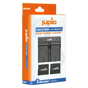 Jupio KIT 2x Battery DMW-BLC12E + USB Duo Charger komplet punjač i dvije baterije za Panasonic Lumix DMC-GH2 DMC-FZ200 DMC-G5 DMC-G6 DMC-G85 FZ200 FZ1000 GH2 G5 G6 DMW-BLC12 Leica Q Typ 116 V-Lux Typ