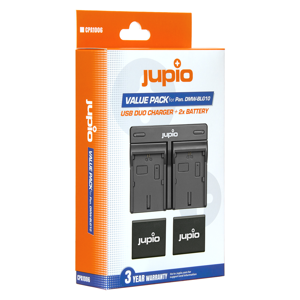 Jupio KIT 2x Battery DMW-BLG10 900mAh + USB Dual Charger komplet punjač i dvije baterije za Panasonic Lumix DMC-GF6, DMC-GX7, DMC-LX100 (CPA1006)