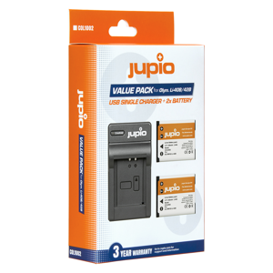 Jupio KIT 2x Battery Li-40B Li-42B NP45 D-Li63 EN-EL10 + USB Single Charger komplet punjač i dvije baterije za Olympus i Nikon COL1002