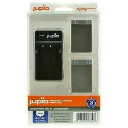 Jupio KIT 2x Battery PS-BLS5 PS-BLS50 1210mAh + USB Dual Charger komplet punjač i dvije baterije za Olympus E-P3, E-PL3, E-PL5, E-PL7, E-PM1, E-M10, OM-D E-M10, PEN E-PM1 (COL1004)