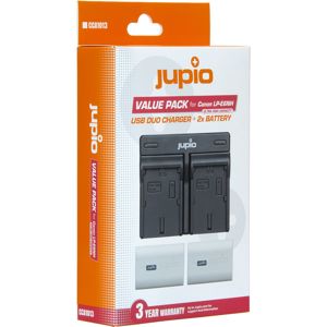 Jupio Value Pack 2x Battery LP-E6NH Ultra 2600mAh + USB Dual Charger komplet 2x baterija i punjač za Canon EOS R5 R7 R6 II R5c R Ra R6 90D 80D 70D 60D 7D II 6D II 5D IV 5D III 5DS R CCA1013