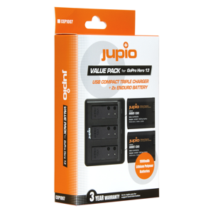 Jupio Value Pack 2x Enduro Battery GoPro HERO13 AHDBT-1301 CPSS1B 1900mAh + Compact USB Triple Charger komplet 2x baterija i punjač (CGP1007)