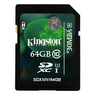 Kingston SDX10V Class 10 Flash Card, 64GB