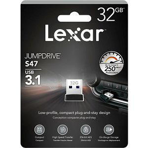 Lexar JumpDrive S47 32GB USB 3.1 Black Plastic Housing 250MB/s memorija (LJDS47-32GABBK)