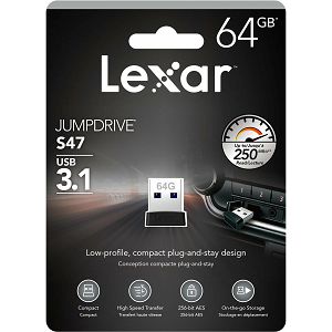 Lexar JumpDrive S47 64GB USB 3.1 Black Plastic Housing 250MB/s memorija (LJDS47-64GABBK)