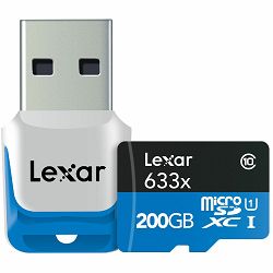 Lexar microSDXC 200GB 633x 95MB/s UHS-I + USB 3.0 Reader memorijska kartica i čitač kartica LSDMI200BBEU633R