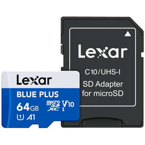 Lexar microSDXC 64GB 100MB/s Read UHS-I C10 A1 V30 U3 Blue Plus memorijska kartica + SD adapter