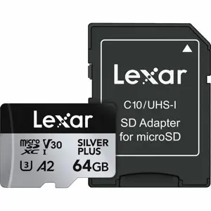 Lexar microSDXC 64GB 205MB/s 100MB/s UHS-I C10 A2 V30 U3 High-Performance Silver Plus memorijska kartica