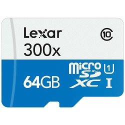 Lexar microSDXC 64GB 300x 45MB/s Class 10 memorijska kartica bez adaptera LSDMI64GBBEU300