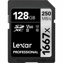 Lexar SDXC 128GB 1667x 250MB/s 90MB/s UHS-II C10 V60 U3 memorijska kartica (LSD128CB1667)