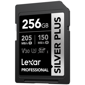 Lexar SDXC 256GB 1066x 205MB/s 150MB/s UHS-I C10 V30 U3 A2 Professional Silver Plus memorijska kartica