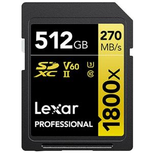 Lexar SDXC 512GB 1800x 270MB/s 180MB/s UHS-II C10 V60 U3 memorijska kartica (LLSD1800512G-BNNNG)
