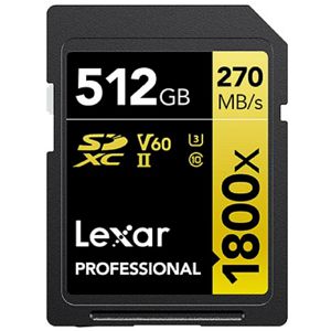 Lexar SDXC 512GB 1800x 270MB/s 180MB/s UHS-II C10 V60 U3 memorijska kartica (LSD1800512G-BNNNG)