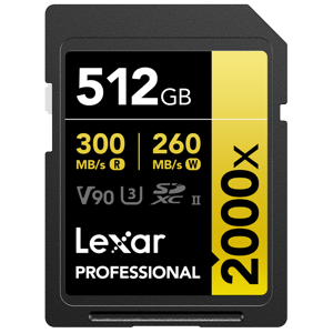 Lexar SDXC 512GB 2000x 300MB/s 260MB/s Class 10 UHS-II C10 V90 U3 Professional memorijska kartica