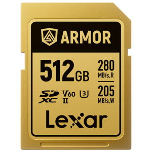 Lexar SDXC 512GB 280MB/s 210MB/s Class 10 UHS-II C10 V60 U3 Professional Armor Gold Stainless steel Casing IP68 memorijska kartica